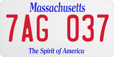 MA license plate 7AG037