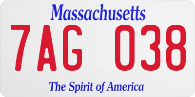 MA license plate 7AG038