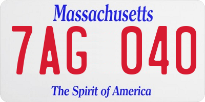 MA license plate 7AG040