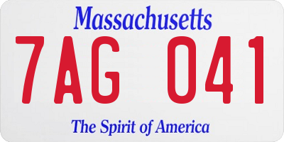 MA license plate 7AG041