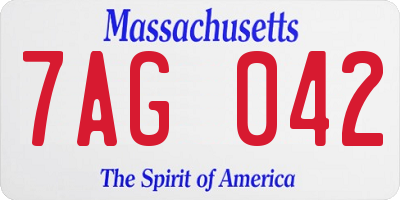 MA license plate 7AG042