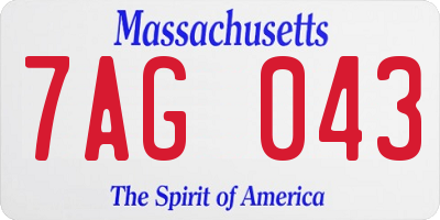 MA license plate 7AG043