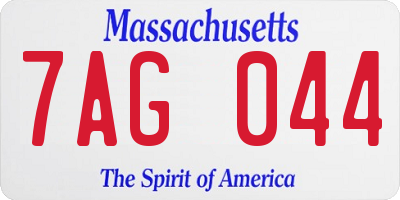 MA license plate 7AG044
