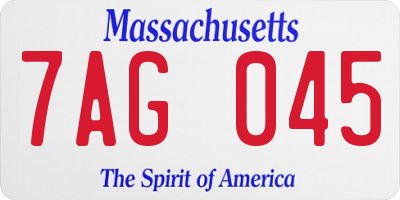 MA license plate 7AG045
