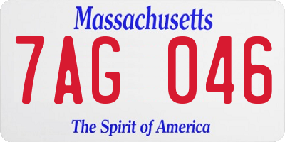 MA license plate 7AG046
