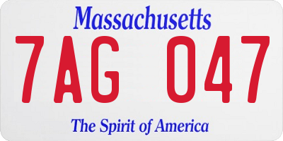 MA license plate 7AG047