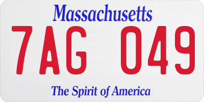 MA license plate 7AG049
