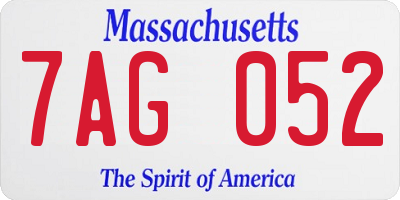 MA license plate 7AG052