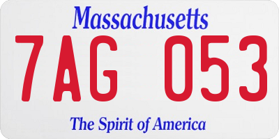 MA license plate 7AG053