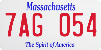 MA license plate 7AG054