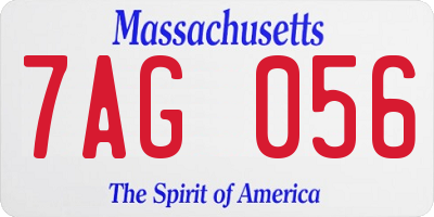 MA license plate 7AG056