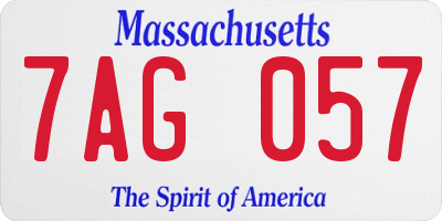 MA license plate 7AG057
