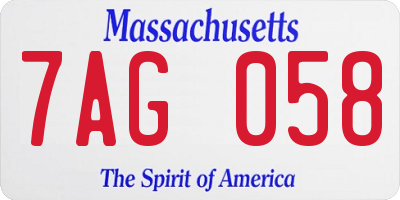 MA license plate 7AG058