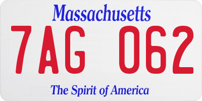 MA license plate 7AG062