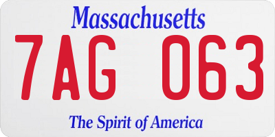 MA license plate 7AG063
