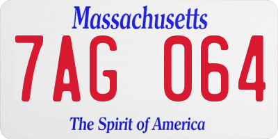 MA license plate 7AG064