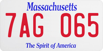 MA license plate 7AG065