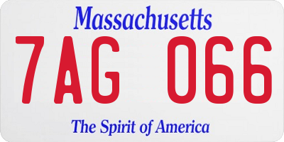 MA license plate 7AG066