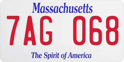 MA license plate 7AG068