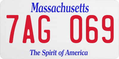 MA license plate 7AG069