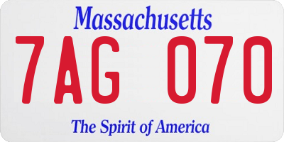 MA license plate 7AG070