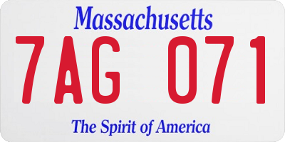 MA license plate 7AG071