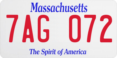 MA license plate 7AG072
