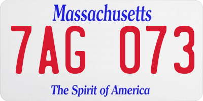 MA license plate 7AG073