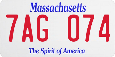 MA license plate 7AG074