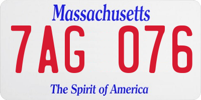 MA license plate 7AG076