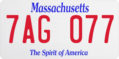 MA license plate 7AG077