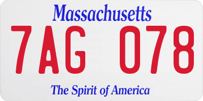 MA license plate 7AG078