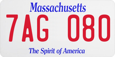 MA license plate 7AG080