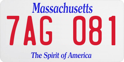 MA license plate 7AG081