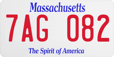 MA license plate 7AG082