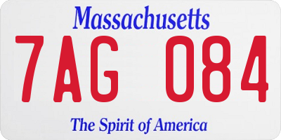 MA license plate 7AG084