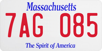 MA license plate 7AG085