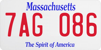 MA license plate 7AG086