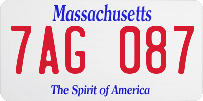 MA license plate 7AG087