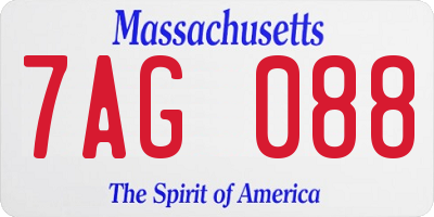 MA license plate 7AG088