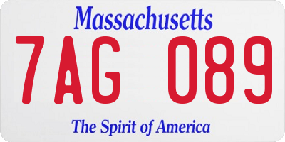 MA license plate 7AG089