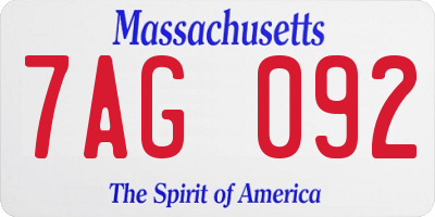 MA license plate 7AG092