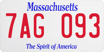 MA license plate 7AG093