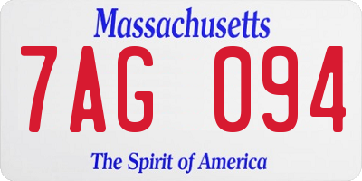 MA license plate 7AG094