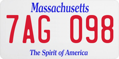 MA license plate 7AG098
