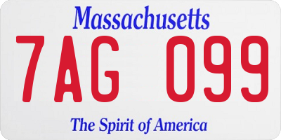 MA license plate 7AG099