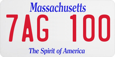 MA license plate 7AG100