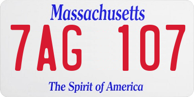 MA license plate 7AG107