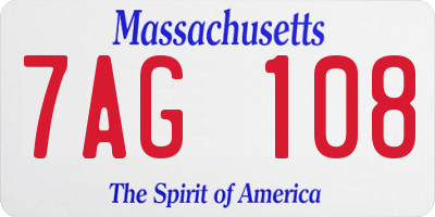 MA license plate 7AG108