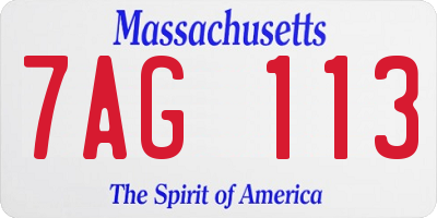 MA license plate 7AG113